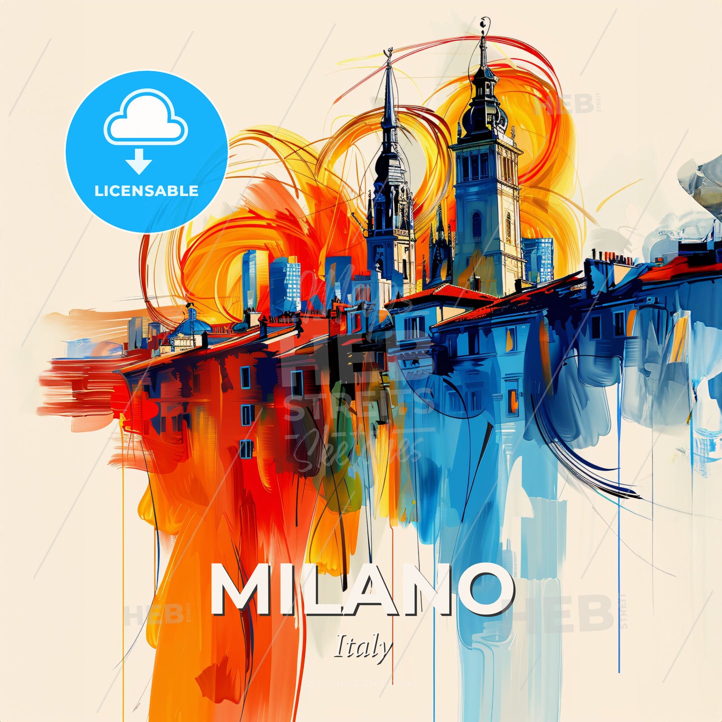 Vibrant Milano, Italy - A Painting Of A City - Square format print template