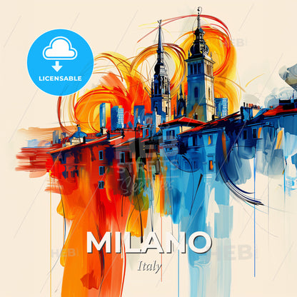 Vibrant Milano, Italy - A Painting Of A City - Square format print template