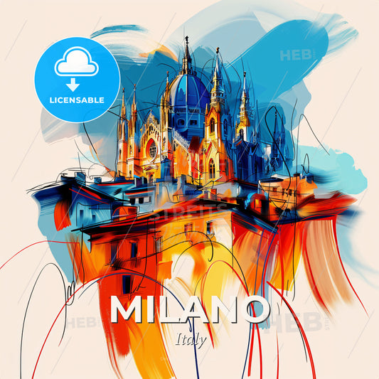 Vibrant Milano, Italy - A Painting Of A Building - Square format print template