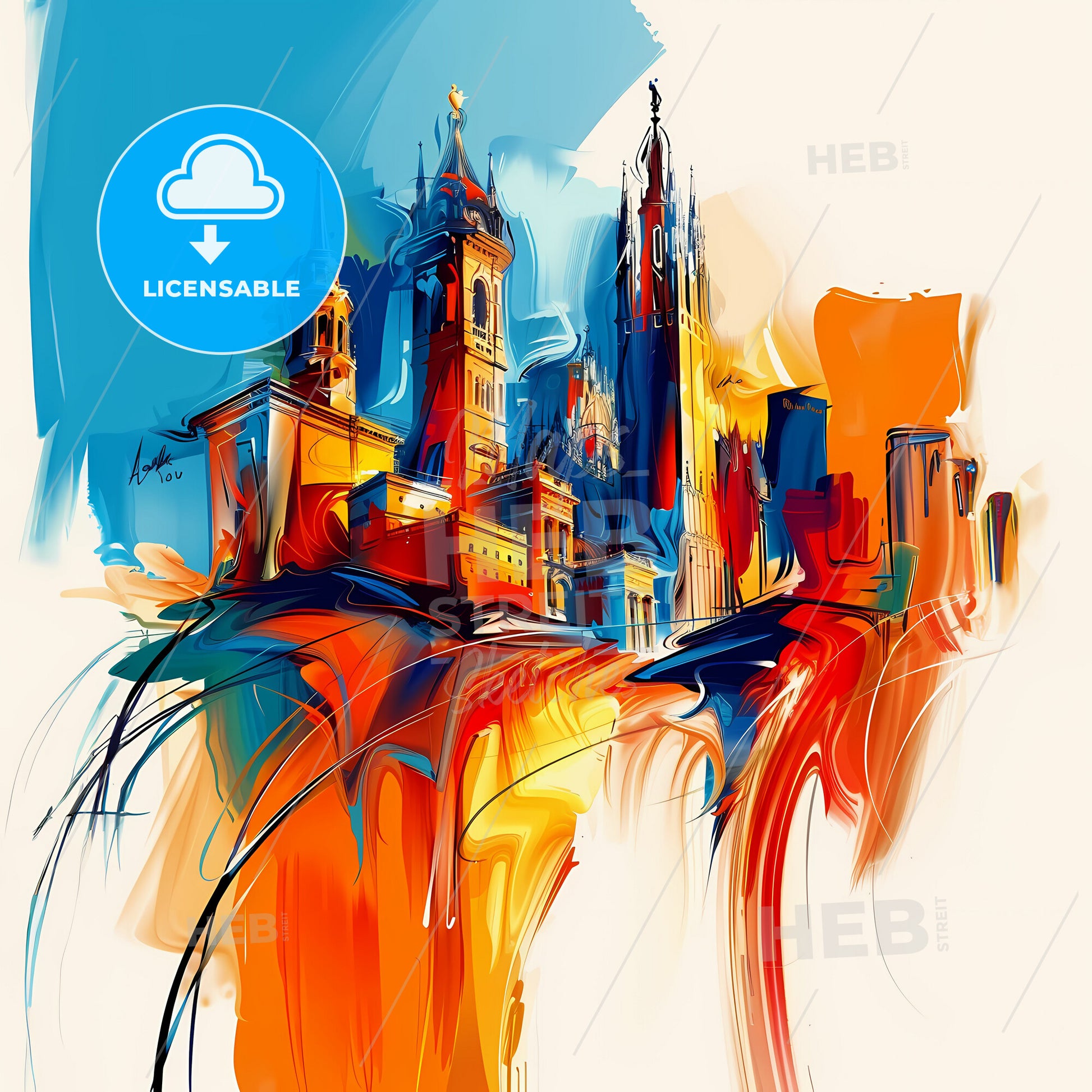 Vibrant Milano, Italy - A Colorful Painting Of A City