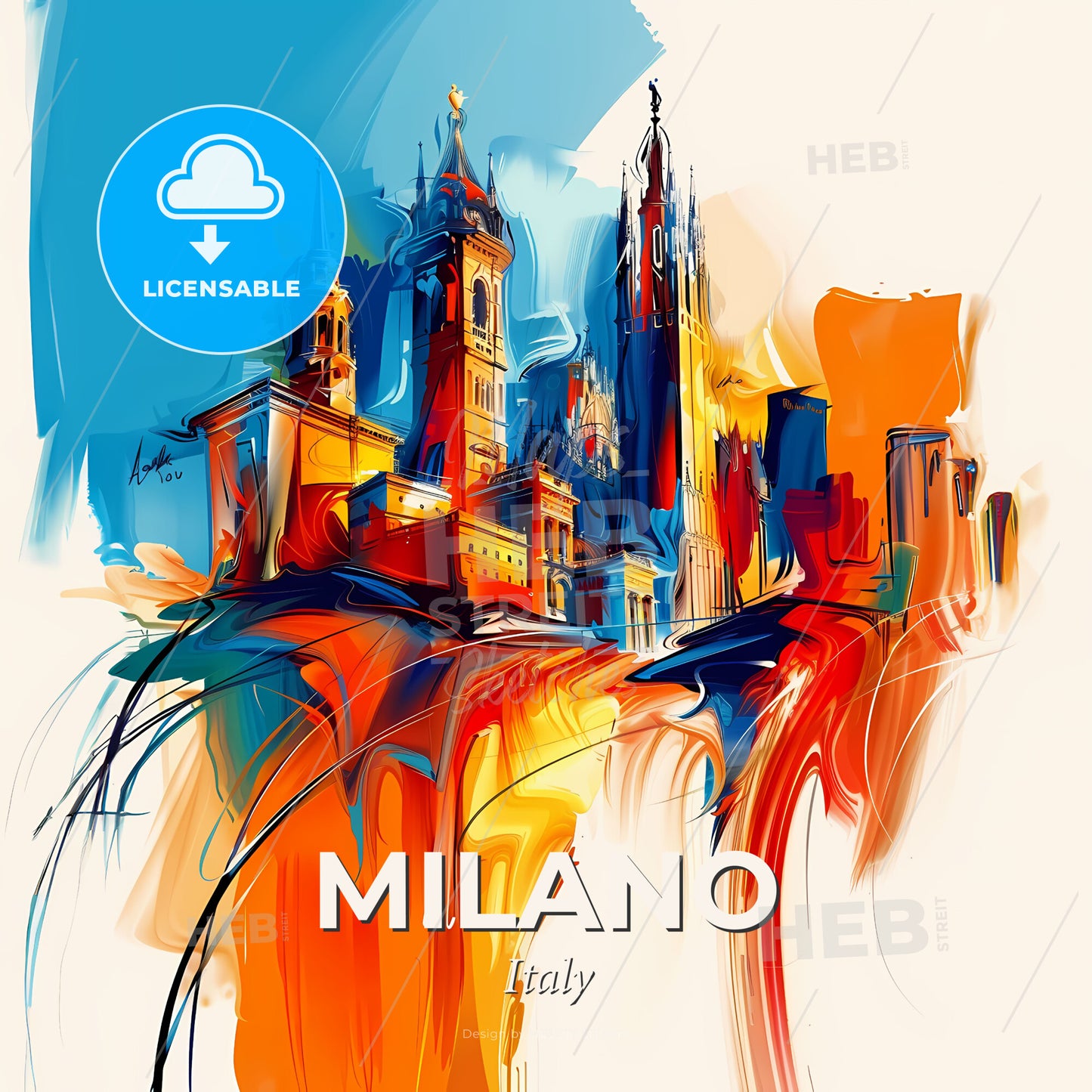 Vibrant Milano, Italy - A Colorful Painting Of A City - Square format print template