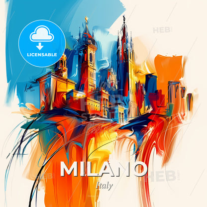 Vibrant Milano, Italy - A Colorful Painting Of A City - Square format print template