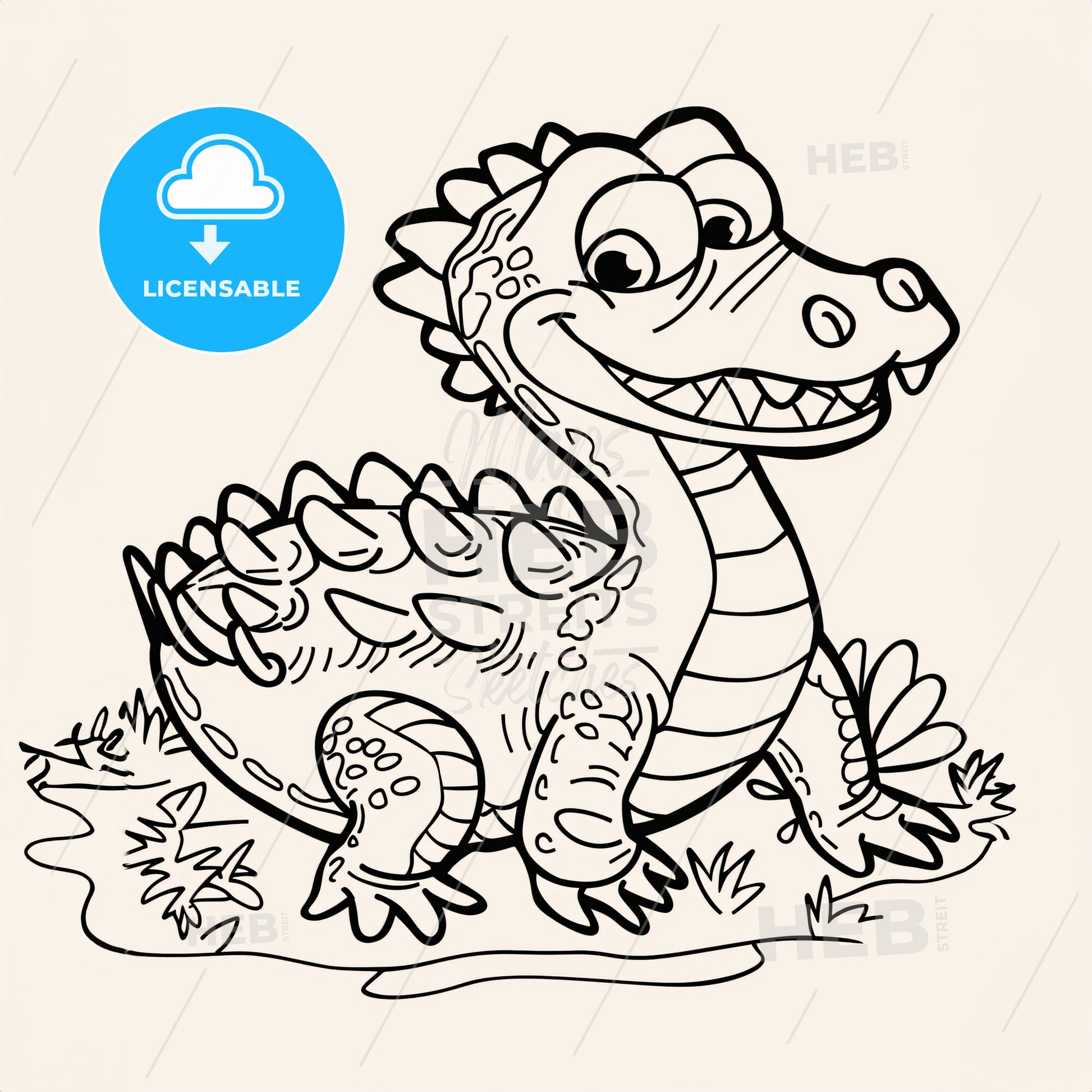 Mild Looking Crocodile - A Cartoon Of A Crocodile