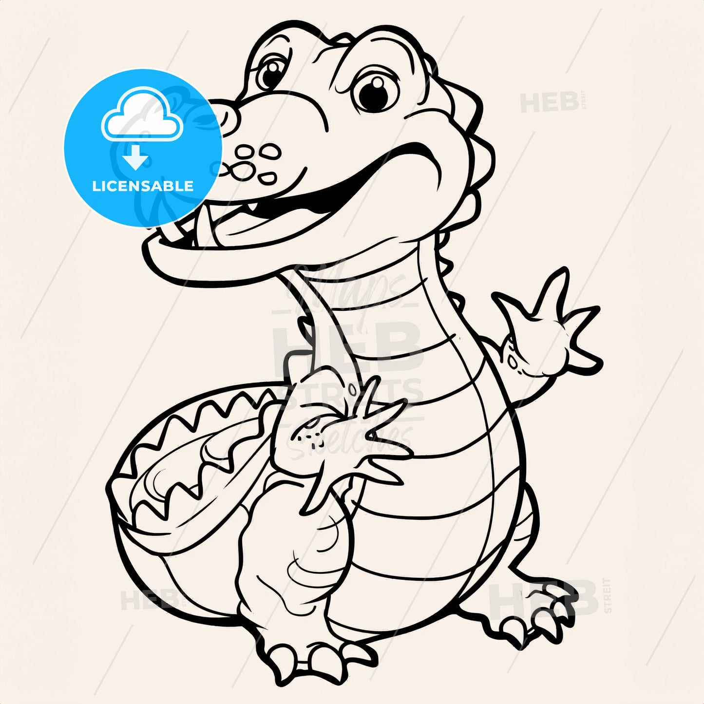 Mild Looking Crocodile - A Cartoon Of A Crocodile