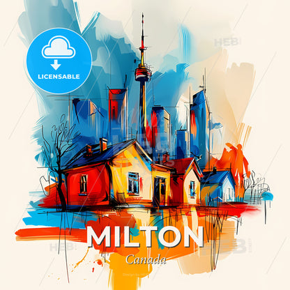 Vibrant Milton, Canada - A Colorful Painting Of A City - Square format print template
