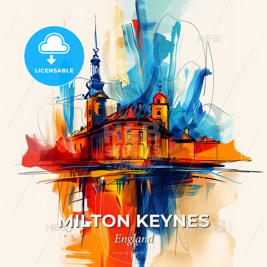 Vibrant Milton Keynes, England - A Painting Of A Building - Square format print template