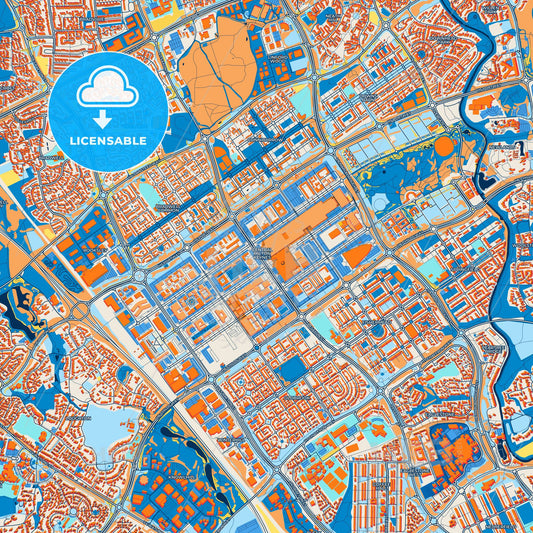 Colorful Milton Keynes Street Map with Labels and Buildings
