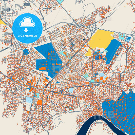 Colorful Minatitlán Street Map with Labels and Buildings