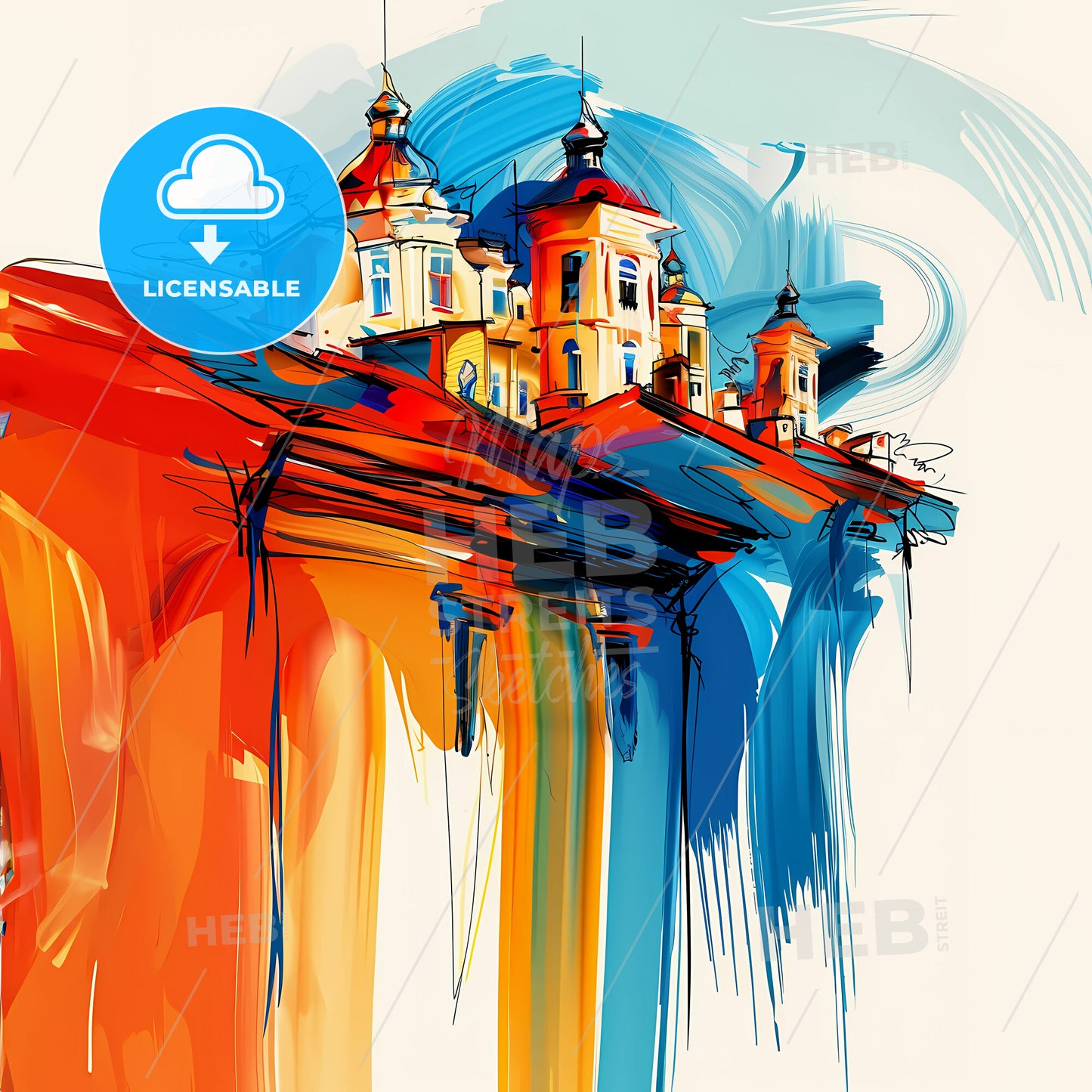 Vibrant Mingachevir, Azerbaijan - A Painting Of A Building