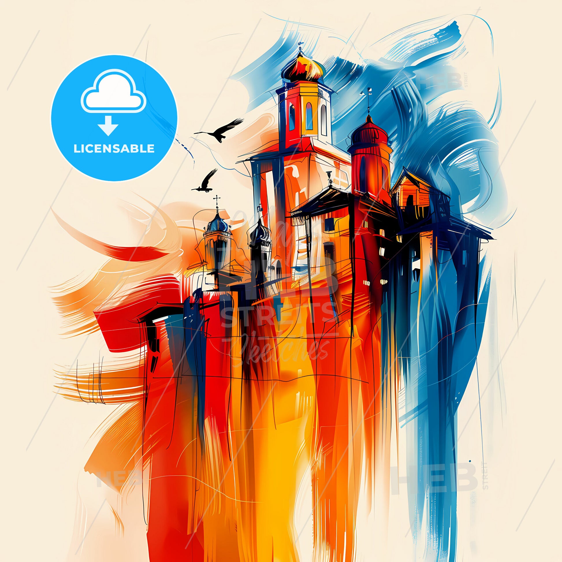 Vibrant Mingachevir, Azerbaijan - A Painting Of A Building