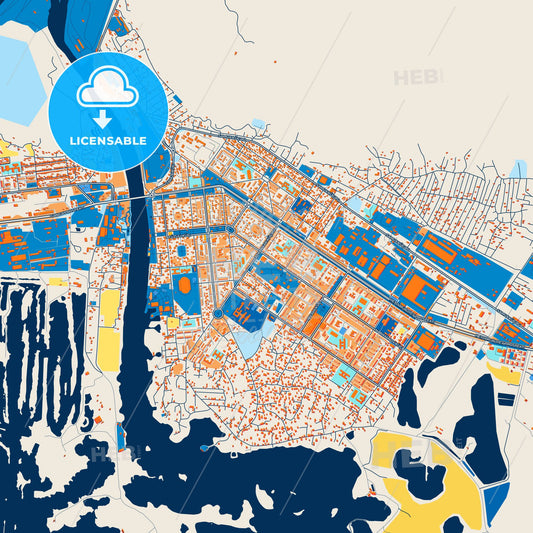 Colorful Mingachevir Street Map with Labels and Buildings