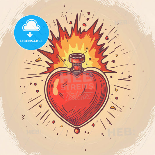 A Heart Shaped Object With A Fire Explosion