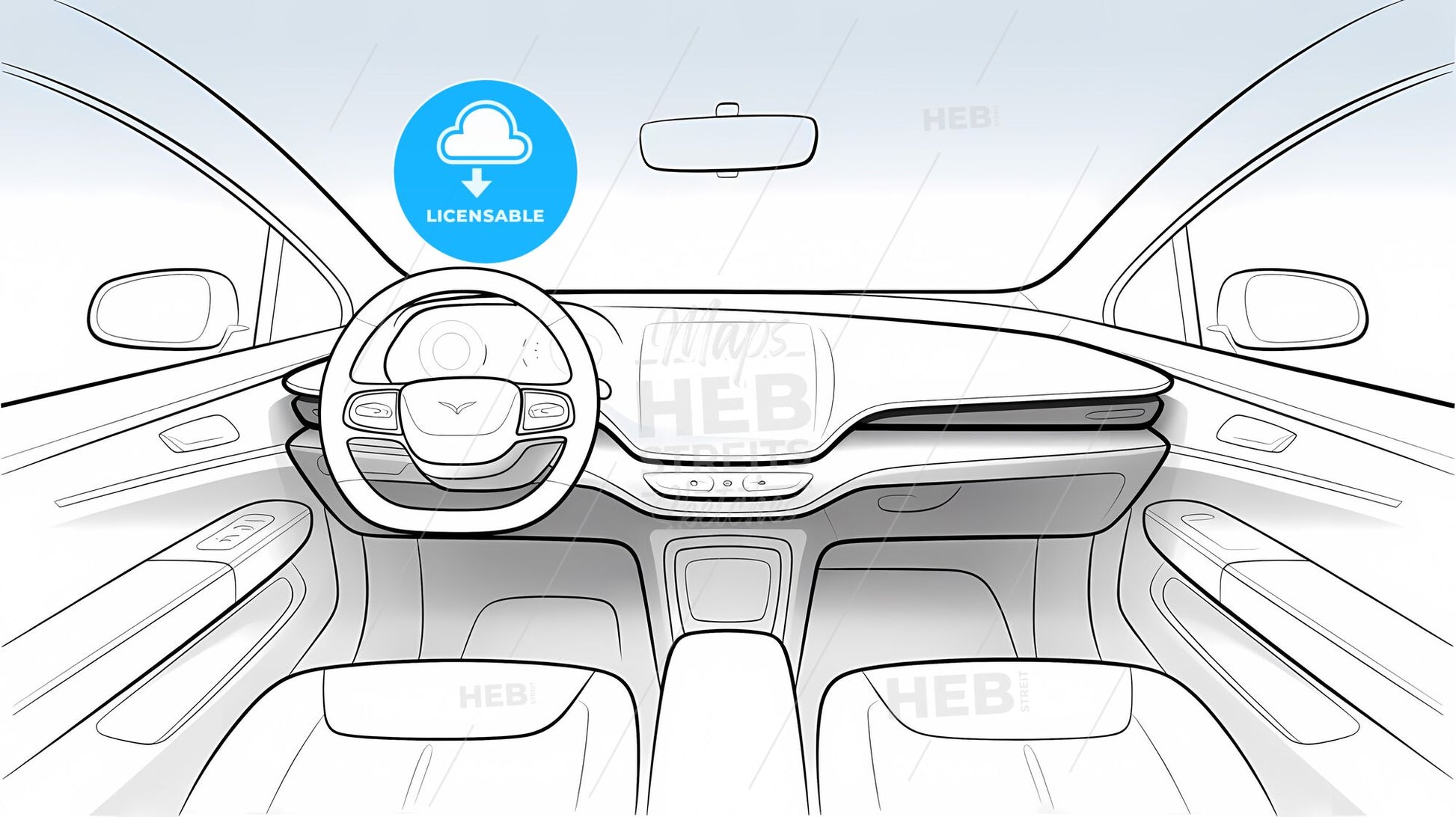 Minimalist Blueprint of a Modern Car Interior: Sleek Lines and Design