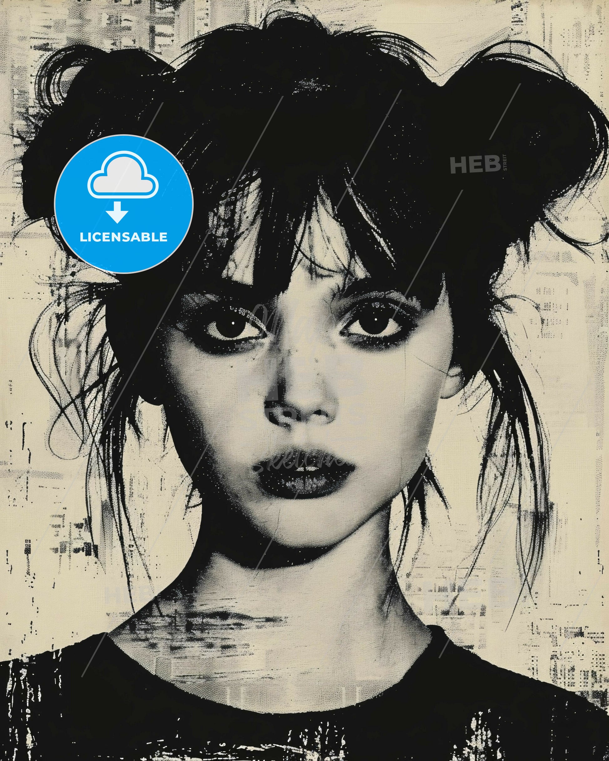 Enchanting Minimalist Girl Portrait Masterpiece - A woman with dark hair and bangs