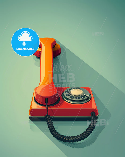 Red telephone painting, phone call app icon, vibrantly painted telephone