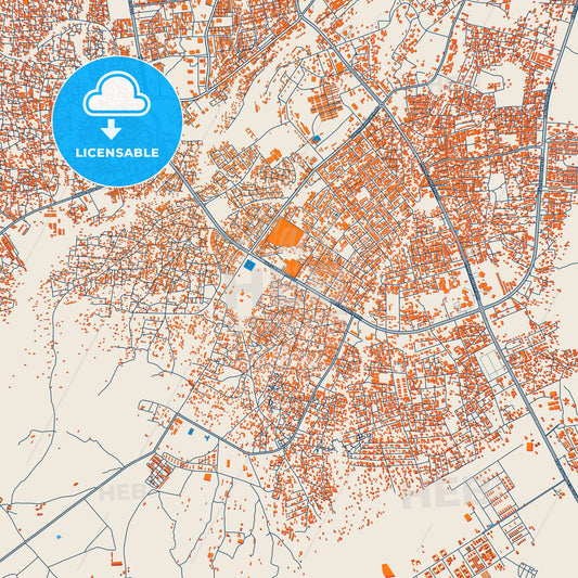 Colorful Minna Street Map with Labels and Buildings