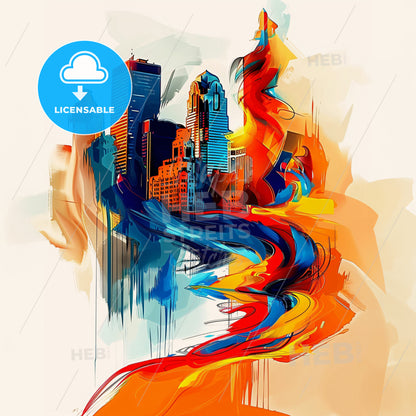 Vibrant Minneapolis, Minnesota - A Colorful Cityscape With A White Background