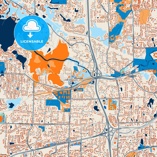 Colorful Minnetonka Street Map with Labels and Buildings