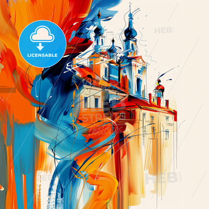 Vibrant Мінск, Belarus - A Painting Of A Building