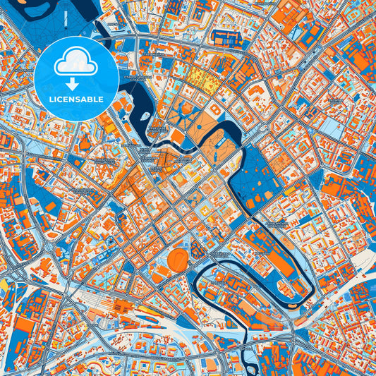 Colorful Minsk Street Map with Labels and Buildings