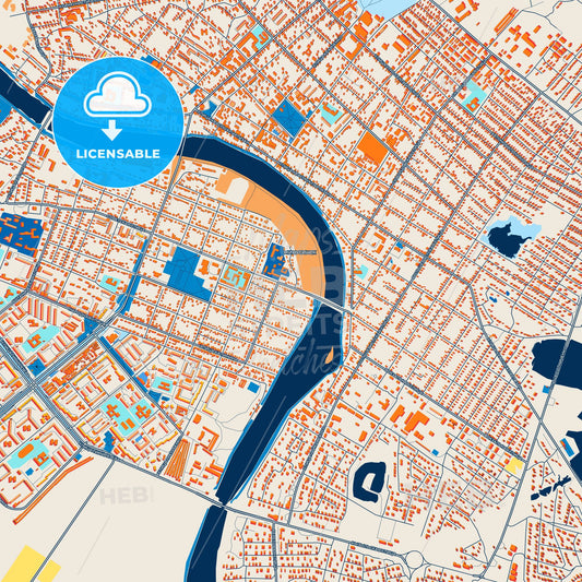 Colorful Minusinsk Street Map with Labels and Buildings