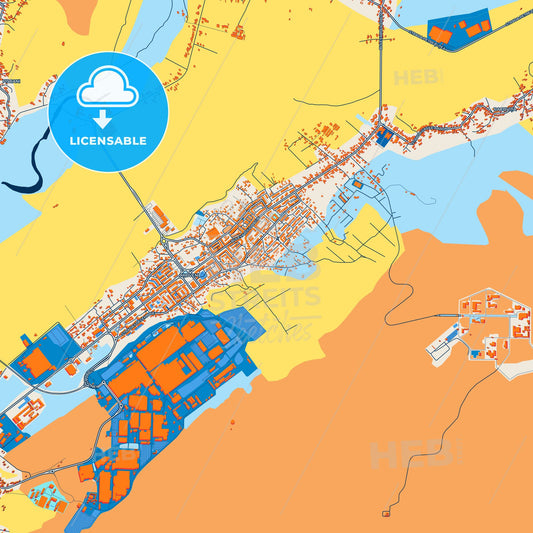 Colorful Mioveni Street Map with Labels and Buildings