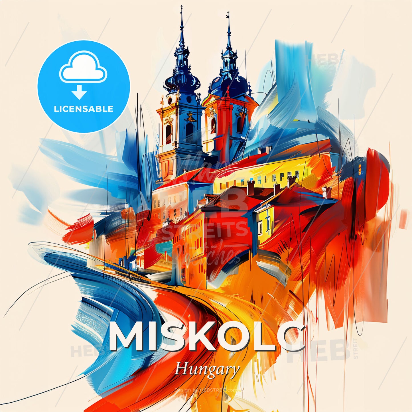 Vibrant Miskolc, Hungary - A Painting Of A City - Square format print template