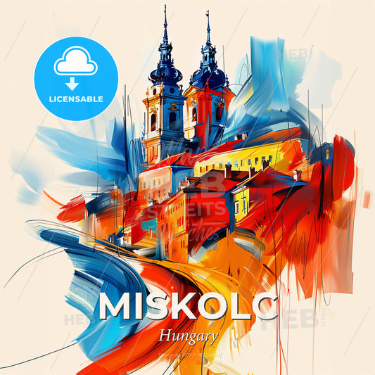Vibrant Miskolc, Hungary - A Painting Of A City - Square format print template