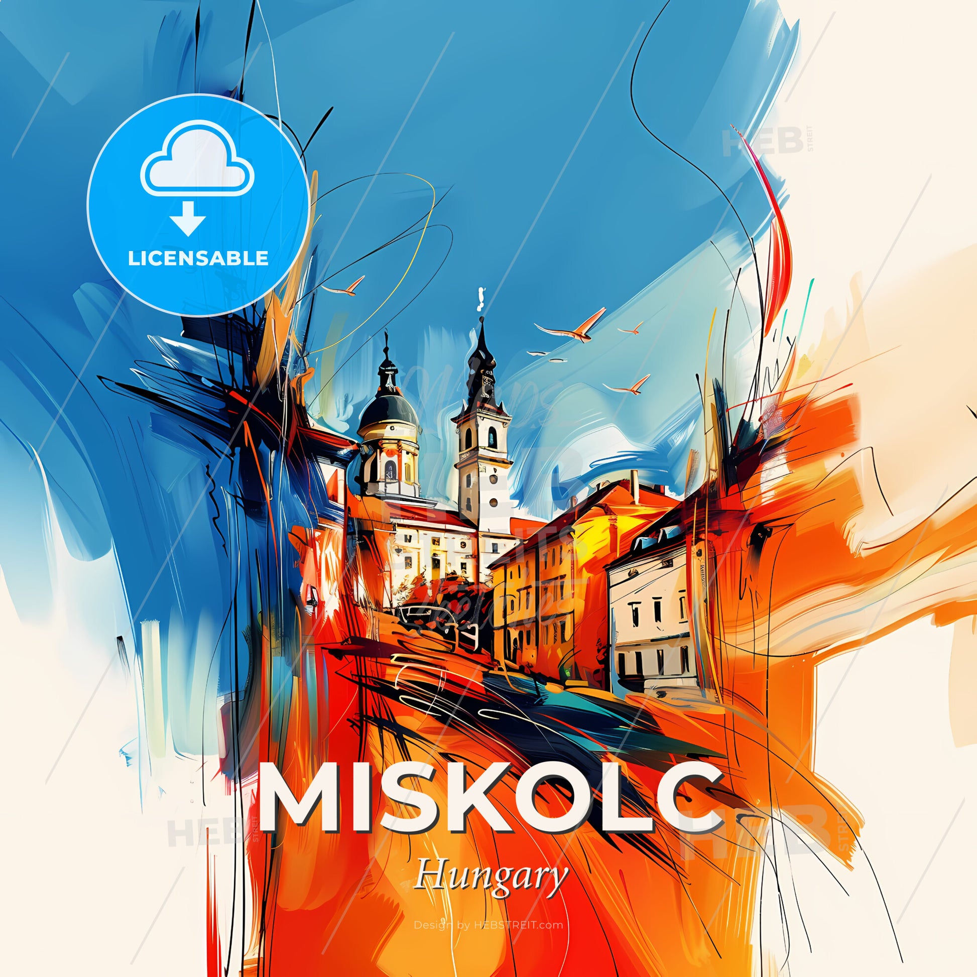Vibrant Miskolc, Hungary - A Painting Of A City - Square format print template