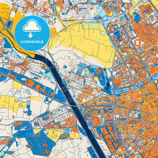 Colorful Mislata Street Map with Labels and Buildings
