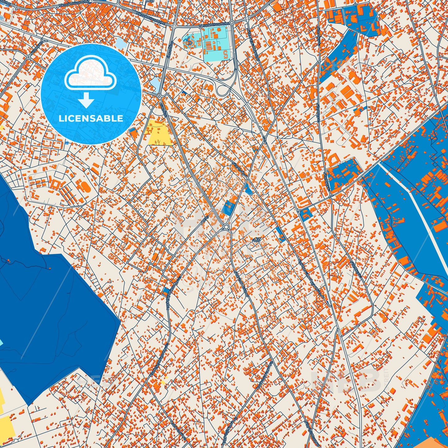 Colorful Misratah Street Map with Labels and Buildings
