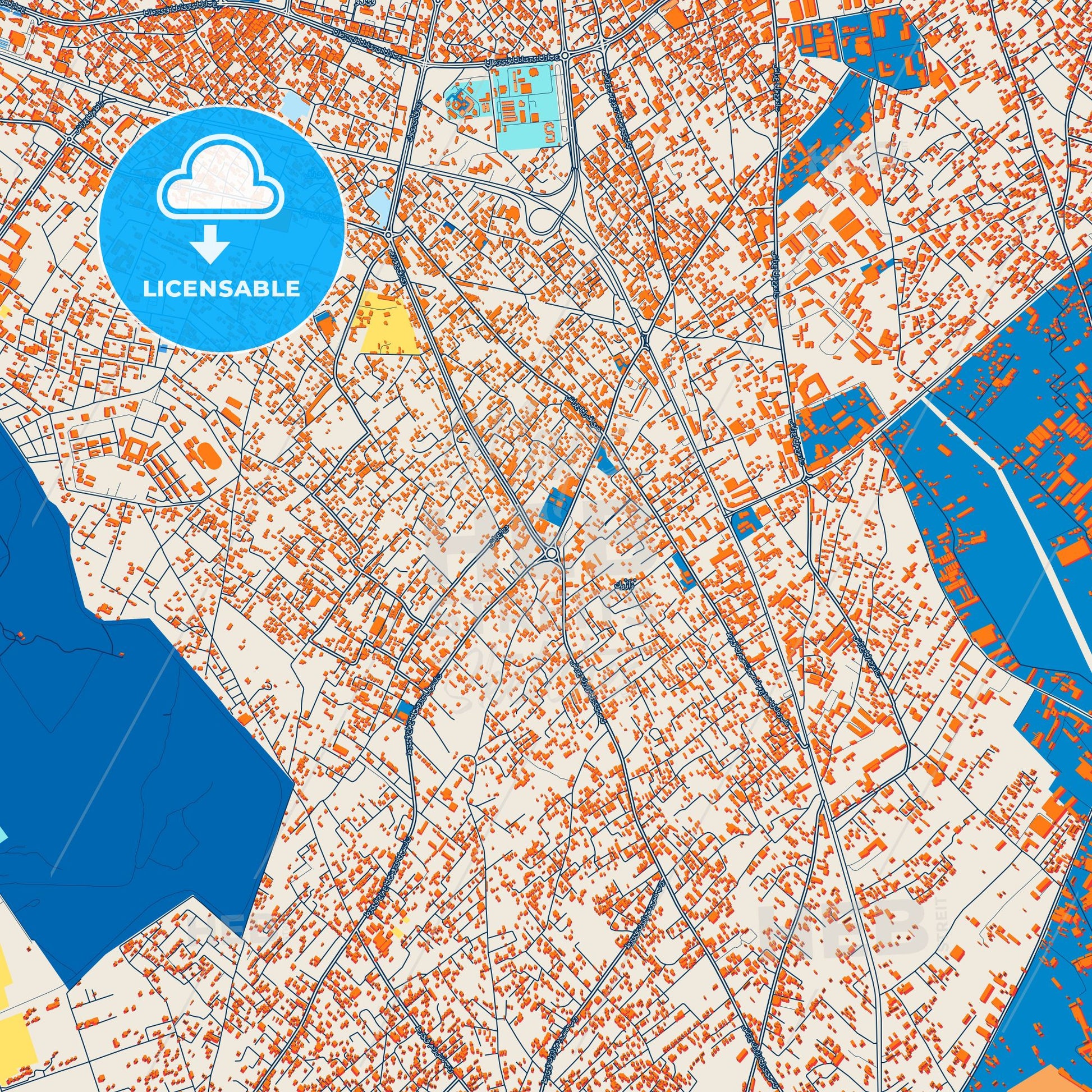 Colorful Misratah Street Map with Labels and Buildings