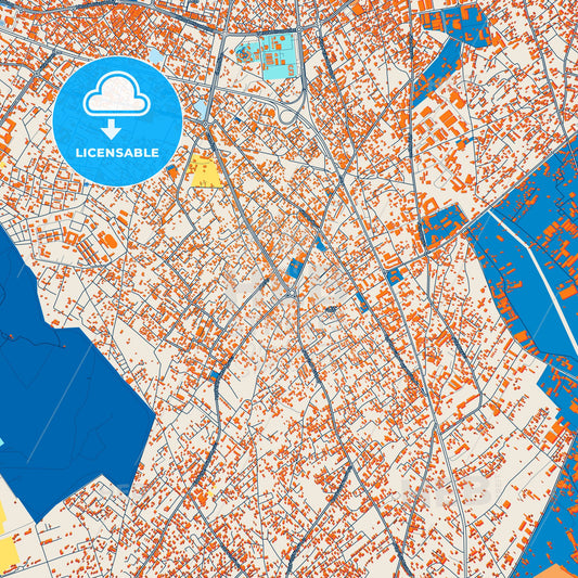 Colorful Misratah Street Map with Labels and Buildings