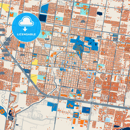 Colorful Mission Street Map with Labels and Buildings