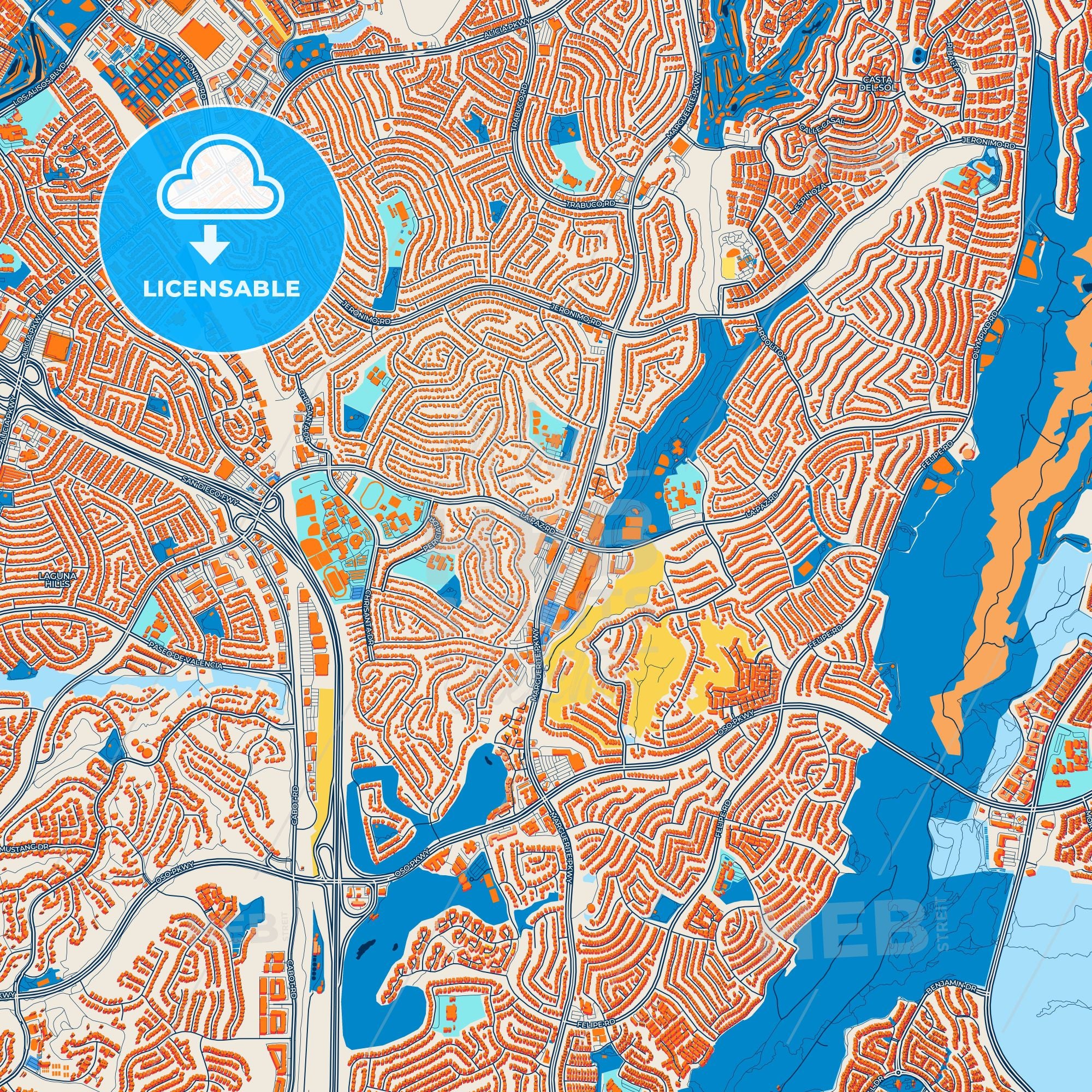 Colorful Mission Viejo Street Map - Digital Download – HEBSTREITS