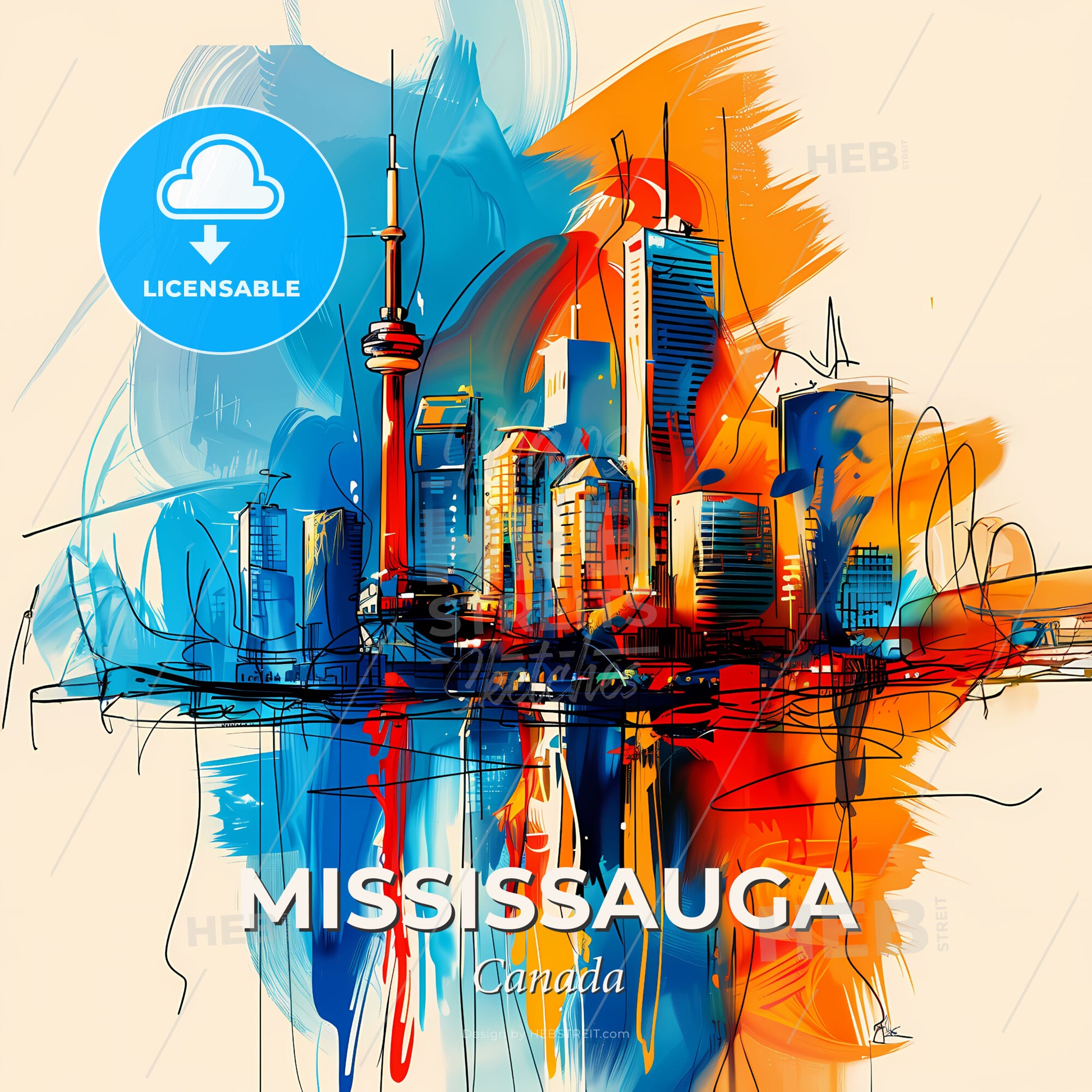 Vibrant Mississauga, Canada - A Painting Of A City - Square format print template