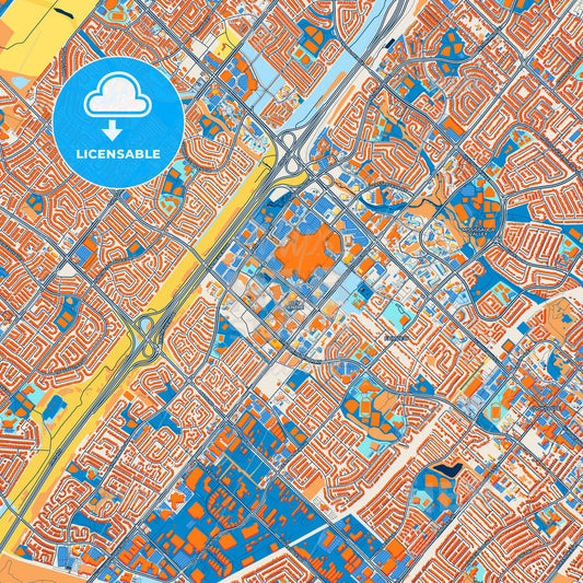 Colorful Mississauga Street Map with Labels and Buildings