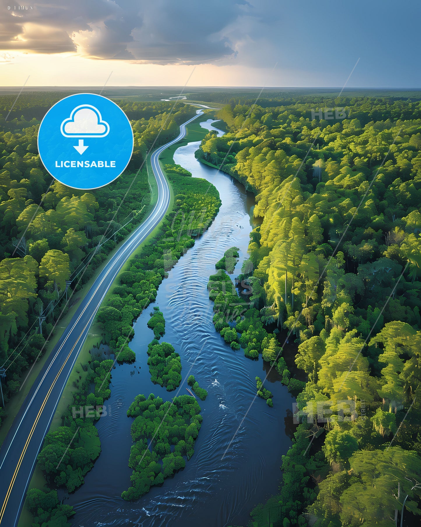 Vibrant Forest Painting Depicting a Scenic Mississippi Road