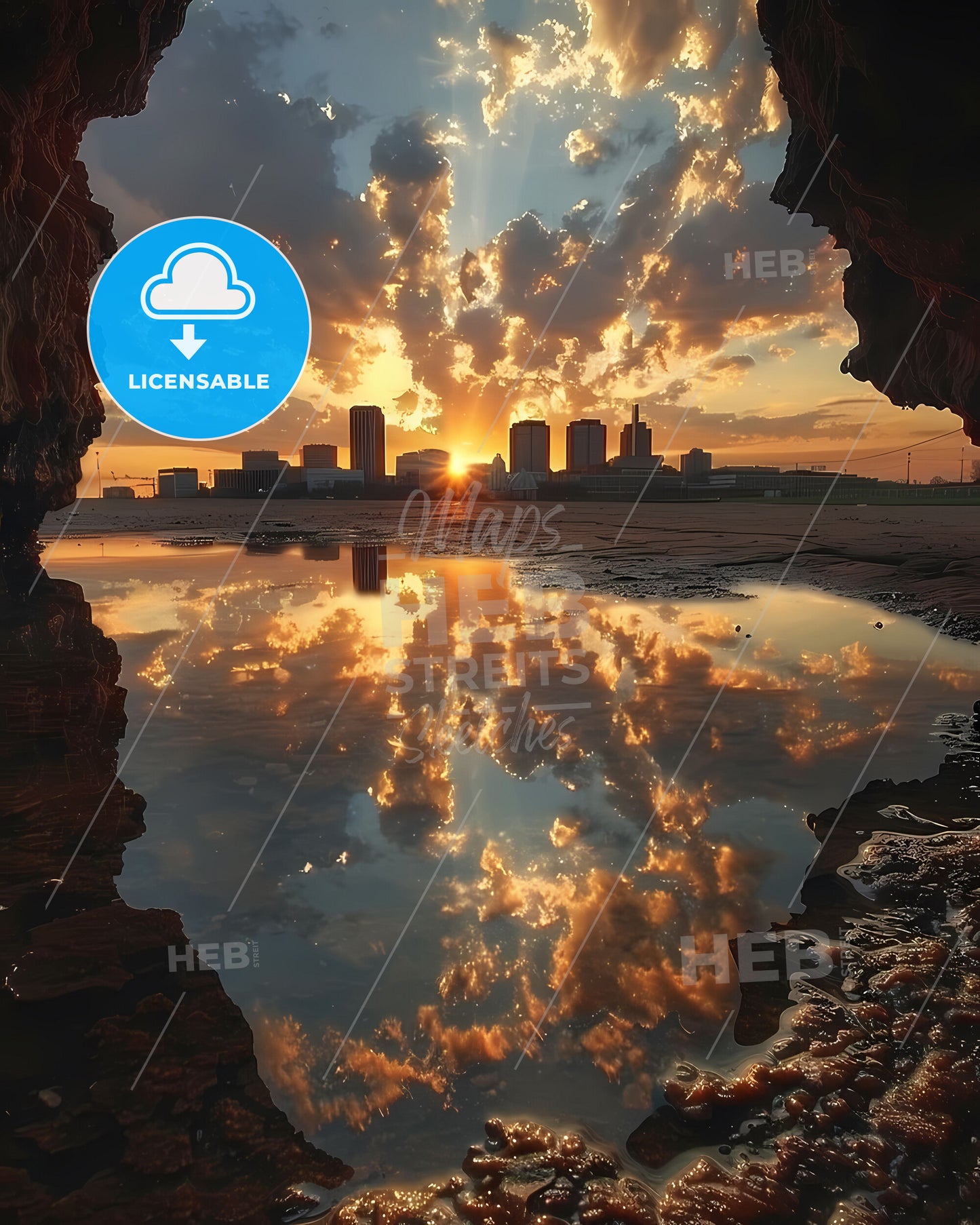 Sunset Cityscape Artwork Painting Missouri USA