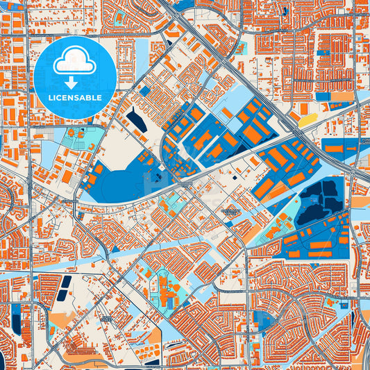 Colorful Missouri City Street Map with Labels and Buildings