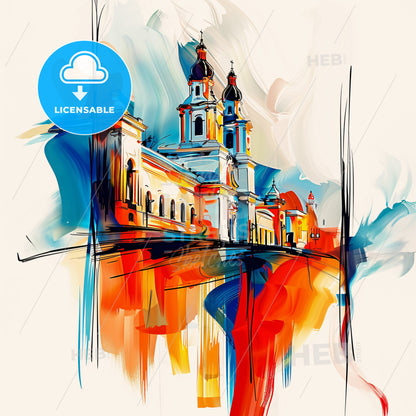 Vibrant Mixco, Guatemala - A Painting Of A Building