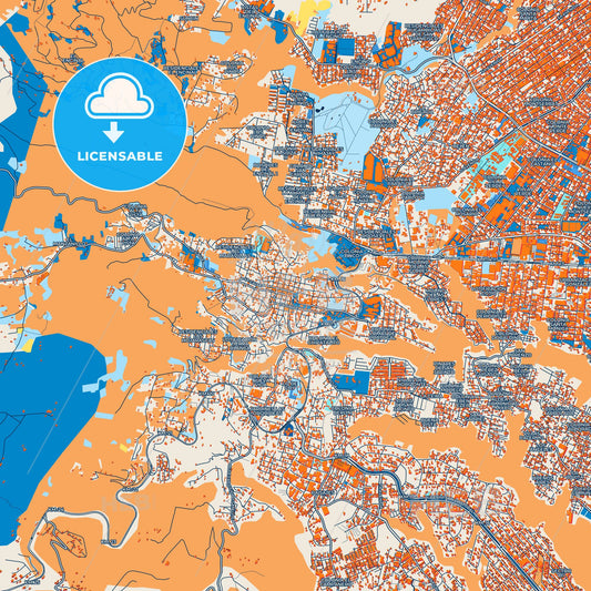 Colorful Mixco Street Map with Labels and Buildings