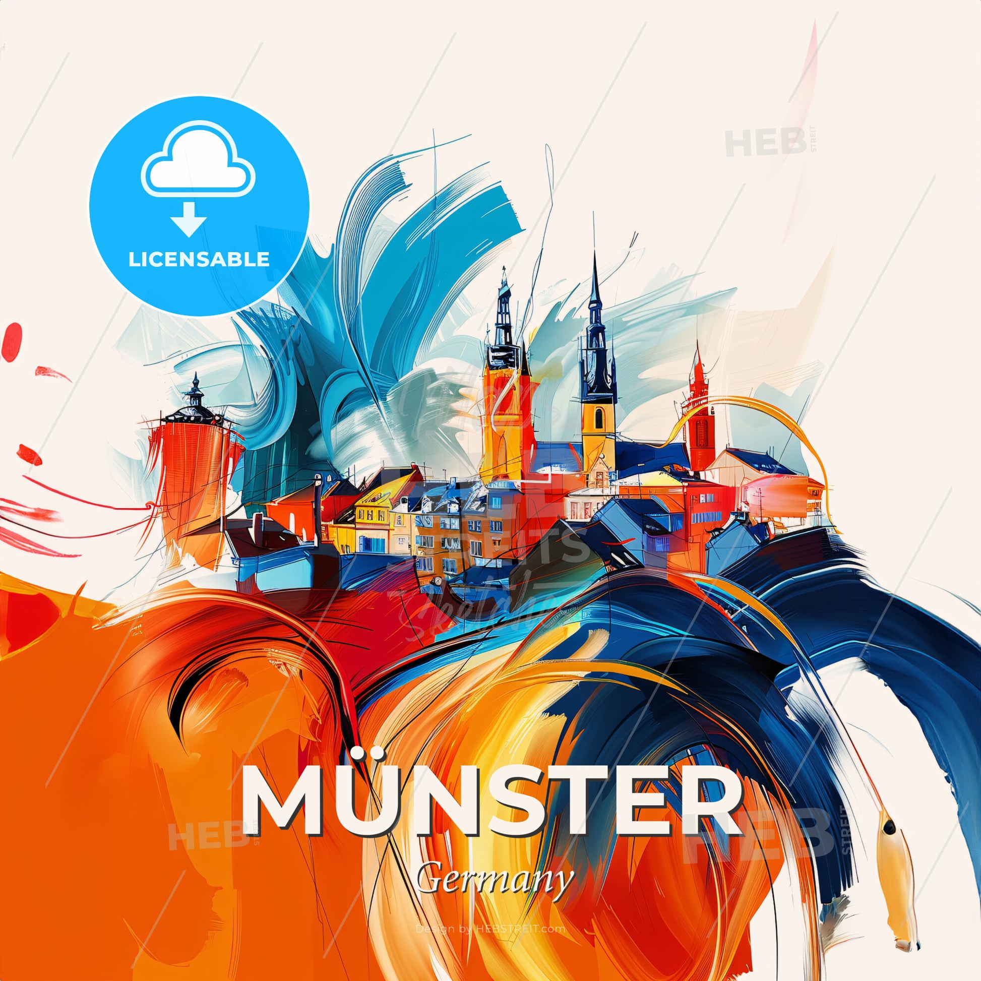 Vibrant Münster, Germany - A Painting Of A City - Square format print template