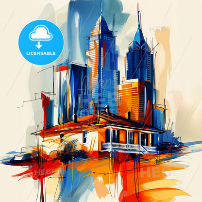 Vibrant Mobile, Alabama - A Painting Of A Building