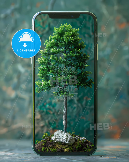 Organic Nature-Inspired Mobile App UI Design Featuring Tree-Planting Illustration in Vibrant Green Palette