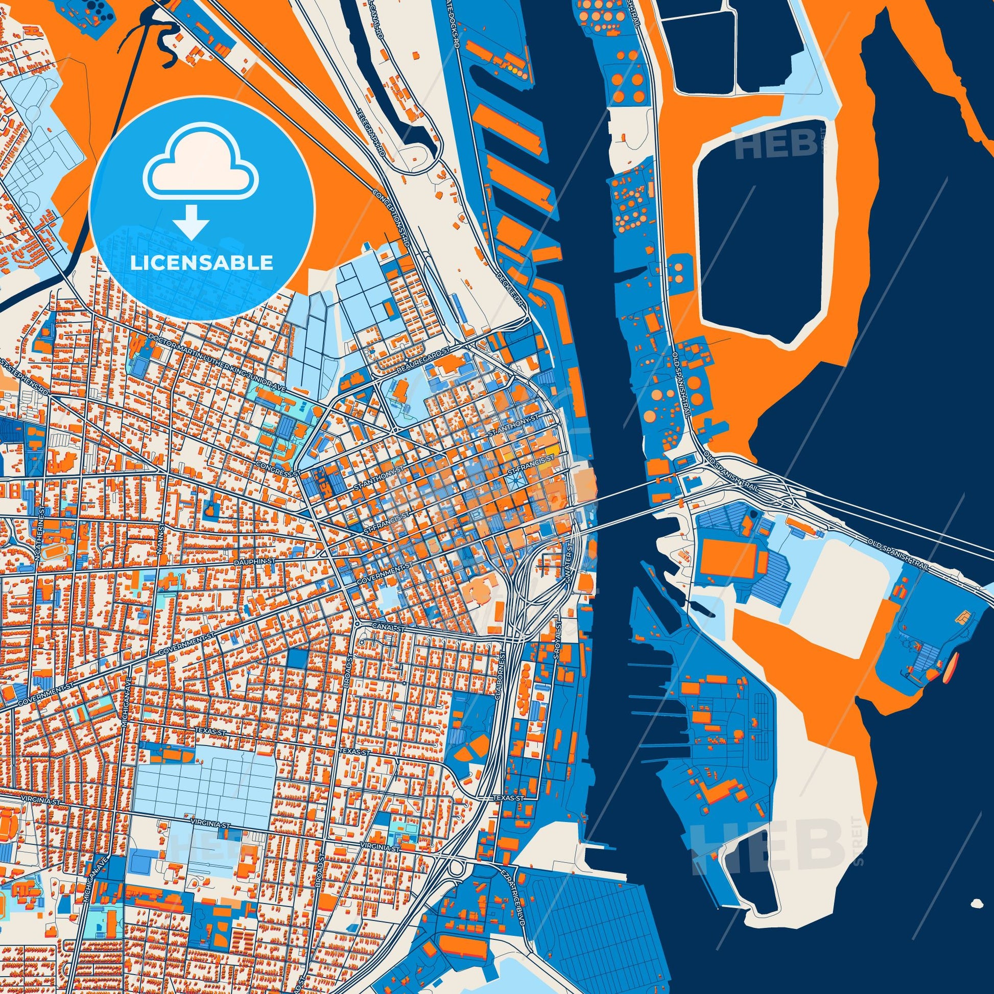 Colorful Mobile Street Map with Labels and Buildings
