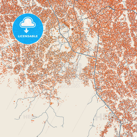 Colorful Modakeke Street Map with Labels and Buildings
