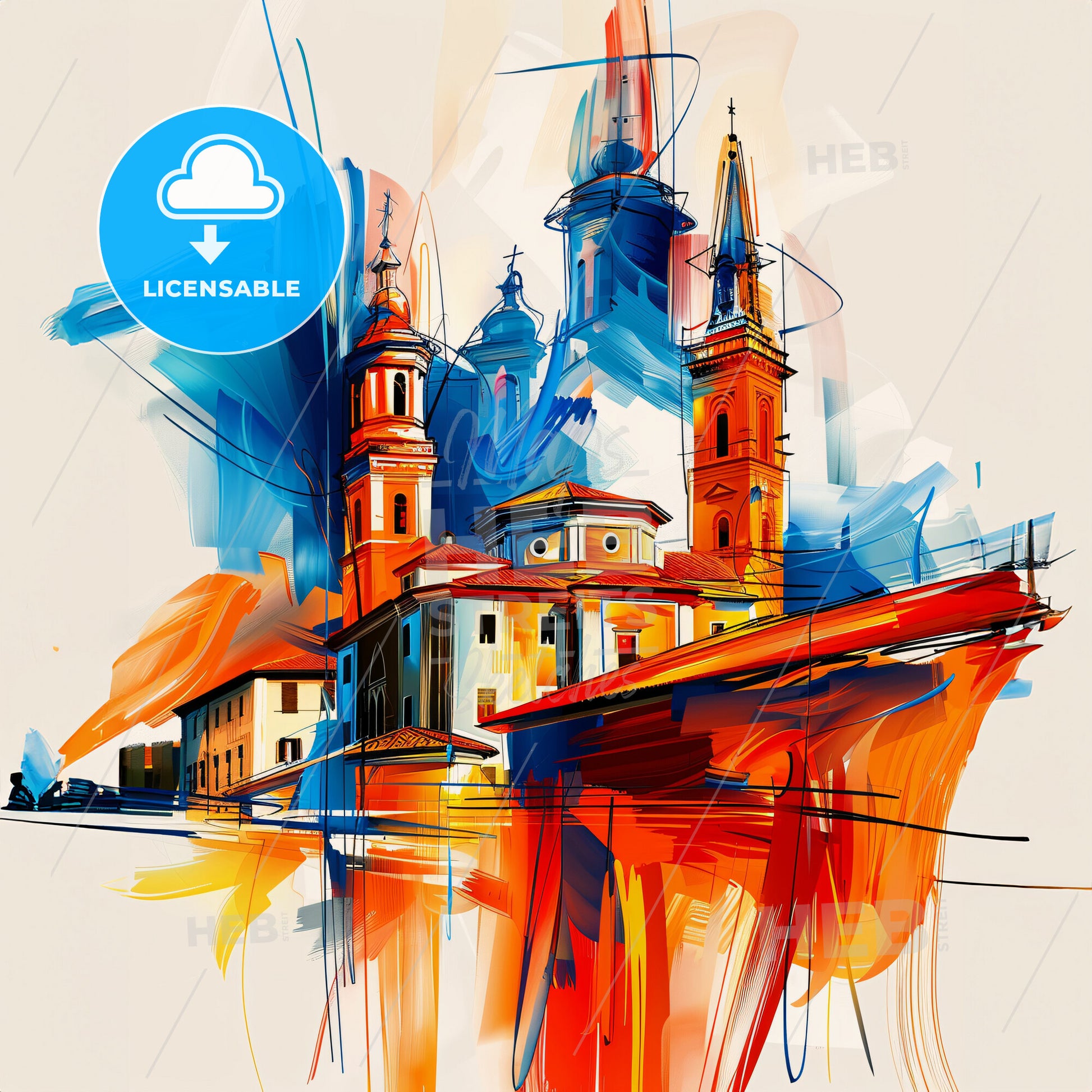 Vibrant Modena , Italy - A Painting Of A Building