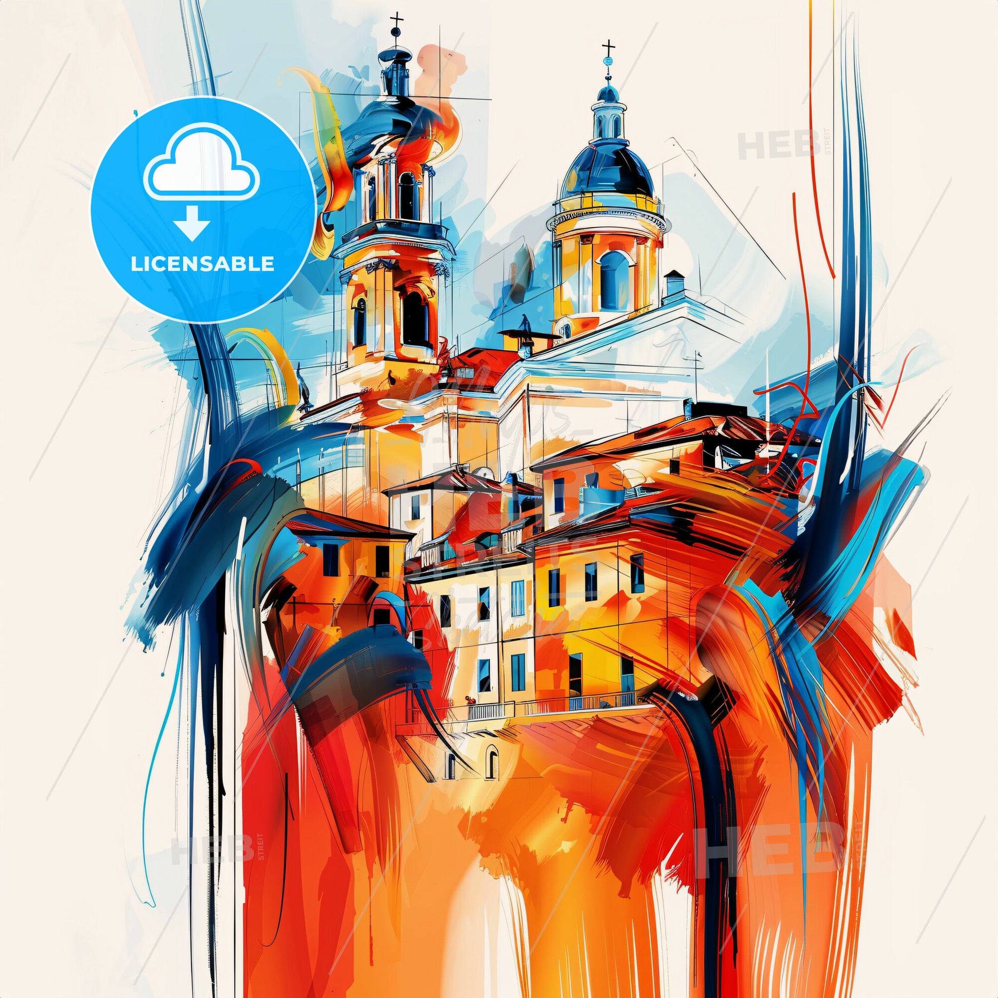 Vibrant Modena , Italy - A Painting Of A Building