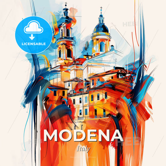 Vibrant Modena , Italy - A Painting Of A Building - Square format print template